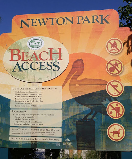 Newton-Beach-Park-fort-myers-beach-life-sign-at-entrance