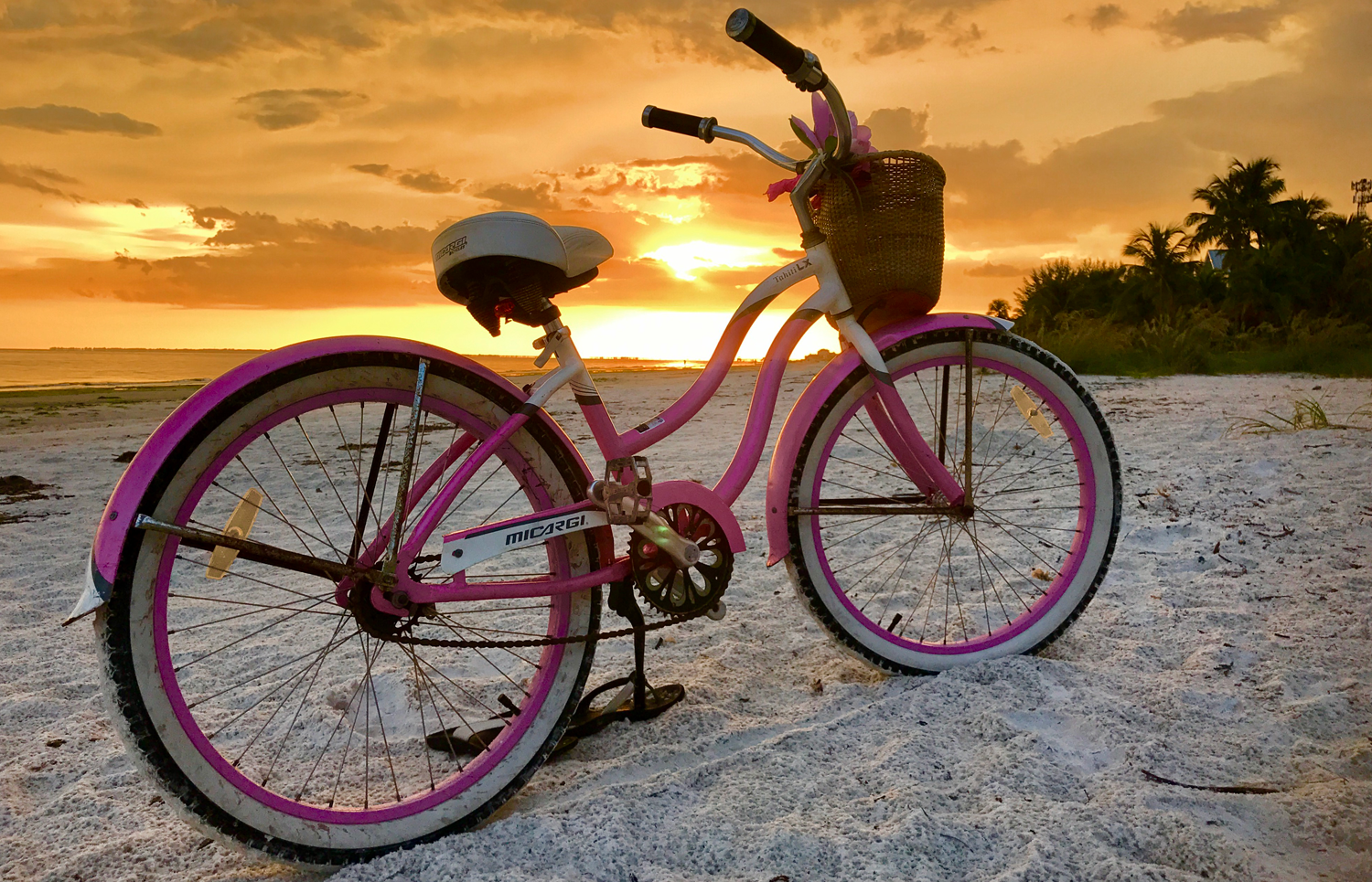 bike-rentals--bike-at-sunset-on-for-tmyers-beach